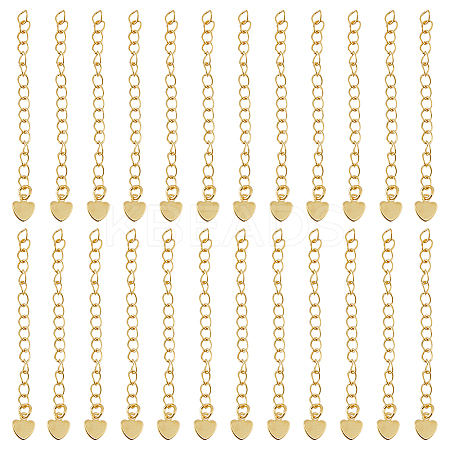 40Pcs Rack Plating Brass Curb Chain Extender KK-DC0004-26-1
