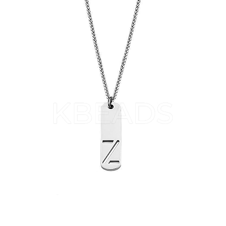 304 Stainless Steel Rectangle with Laser Cut Initial Pendant Necklaces FS-WG71FEF-26-1