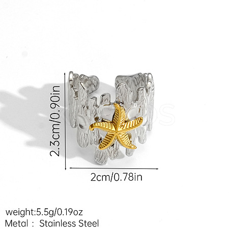 Ocean 304 Stainless Steel Cuff Open Rings FS-WG68FEB-06-1