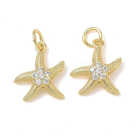 Brass Micro Pave Clear Cubic Zirconia Charms KK-L253-23G-03-1