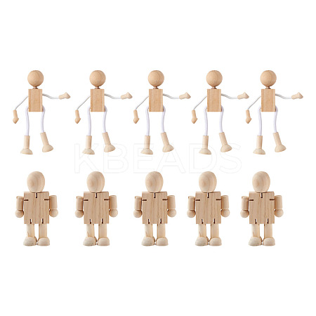 Unfinished Blank Wooden Robot Toys AJEW-TA0001-03-1