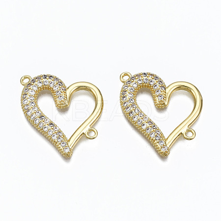 Brass Micro Pave Clear Cubic Zirconia Links Connectors ZIRC-N039-113-NF-1