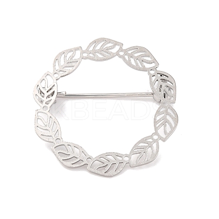 Hollow Leaf Ring Brass Brooches for Women JEWB-Z032-01P-1