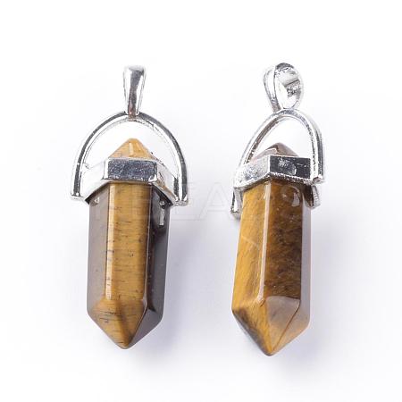 Natural Tiger Eye Double Terminated Pointed Pendants G-S240-11-1