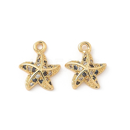 Brass Micro Pave Cubic Zirconia Charms KK-C099-01B-G-1