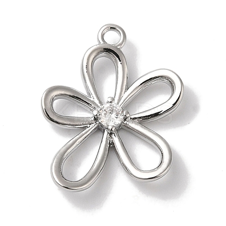 Brass Micro Pave Clear Cubic Zirconia Pendants KK-U013-02P-1