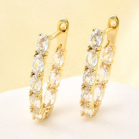 Brass Micro Pave Clear Cubic Zirconia Hoop Earrings EJEW-Z121-11G-1