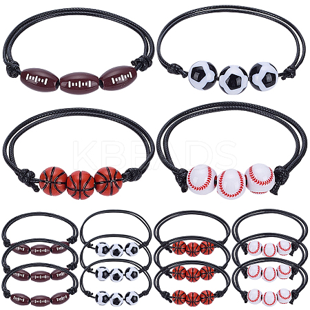 20Pcs 4 Styles Sport Theme Acrylic Beaded Bracelets for Men Women BJEW-SP0001-24-1