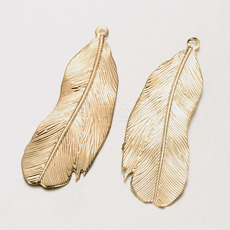 Rack Plating Filigree Leaf Iron Big Pendants X-IFIN-M028-03G-NR-1