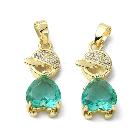 Rack Plating Brass Micro Pave Clear Cubic Zirconia Pendants KK-R157-11C-G-1