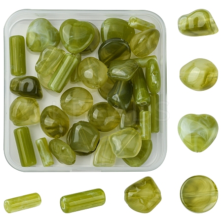 35Pcs 7 Styles Transparent Resin Beads RESI-FS0001-75-1
