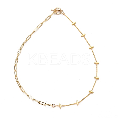 Brass Paperclip Chain & Curb Chain Necklaces NJEW-JN03093-1