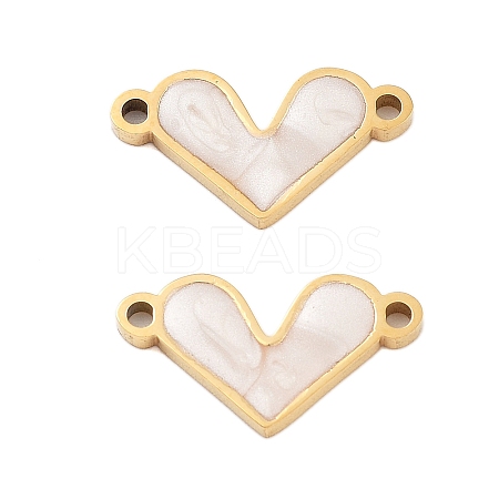 304 Stainless Steel White Enamel Connector Charms STAS-Z078-12G-1