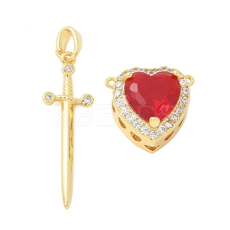 Brass Micro Pave Cubic Zirconia Pendant Sets KK-S507-18G-1
