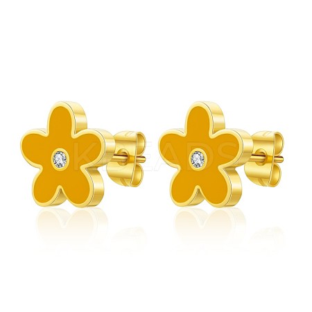 Stainless Steel Enamel Flower Stud Earrings XB5418-2-1