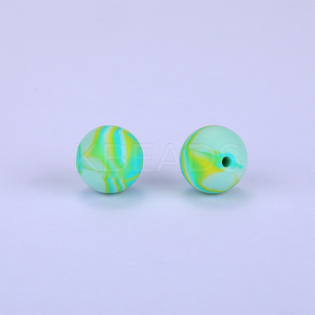 Printed Round Silicone Focal Beads SI-JX0056A-66-1