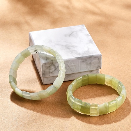 Natural New Jade Beaded Stretch Bracelets for Women Men BJEW-M049-08A-1