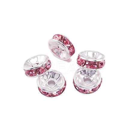 Rondelle Brass Rhinestone Spacer Beads FS-WG29681-59-1