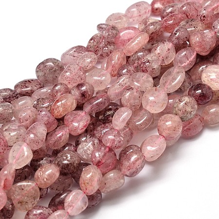 Natural Strawberry Quartz Gemstone Nuggets Bead Strands X-G-J336-27-1