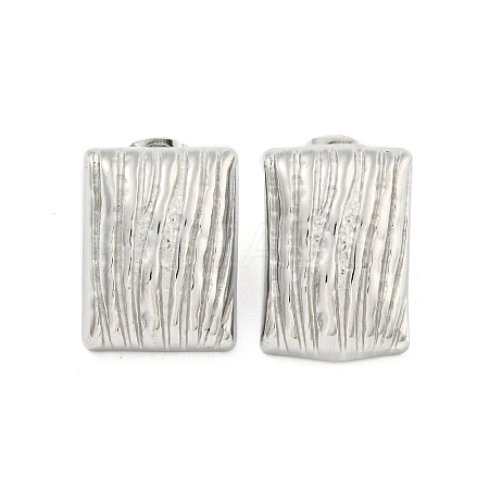Non-Tarnish Rectangle 304 Stainless Steel Ear Studs EJEW-L290-012P-1