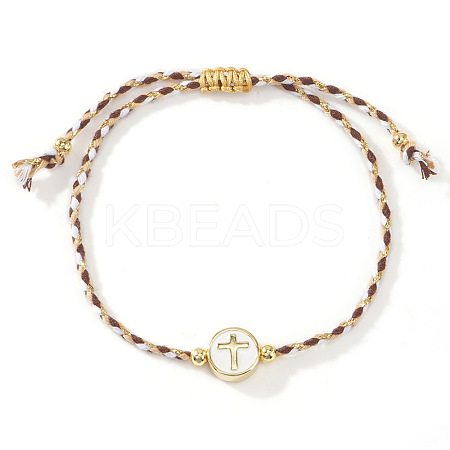 Brass Enamel Bead Braided Bead Bracelets AG3101-6-1
