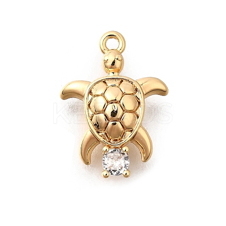 Brass Pave Clear Cubic Zirconia Charms KK-C096-14A-G-1
