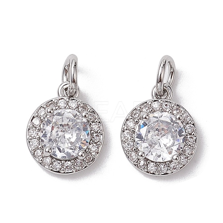 Brass Micro Pave Clear Cubic Zirconia Charms KK-K360-16P-1