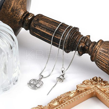 Brass Clear Cubic Zirconia Heart Pendant Box Chain Necklaces NJEW-M079-03P-1