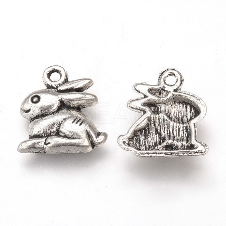 Tibetan Style Alloy Bunny Charms TIBEP-T002-45AS-NR-1