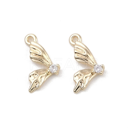 Brass Micro Pave Clear Cubic Zirconia Pendants KK-K351-37G-1