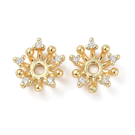 Brass Micro Pave Clear Cubic Zirconia Bead Caps KK-U045-05G-1