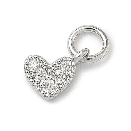 Brass Micro Pave Cubic Zirconia Heart Charms KK-C156-30P-1