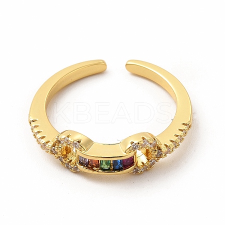 Cubic Zirconia Rectangle Open Cuff Ring KK-A180-28G-1