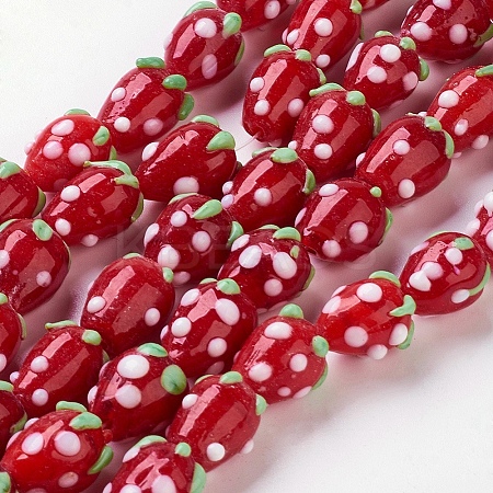 Handmade Lampwork 3D Strawberry Beads LS-X-LAMP-R109A-15-1
