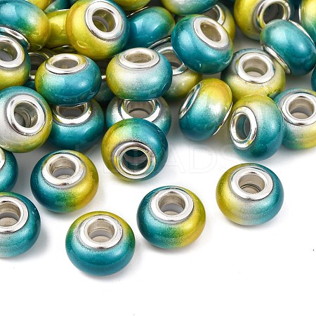 Two Tone Opaque Resin Rondelle European Beads RESI-Z046-02K-1