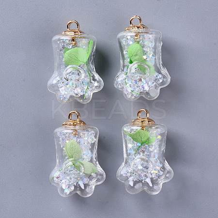 Bear Paw Transparent Glass Pendants GLAA-S181-10A-1