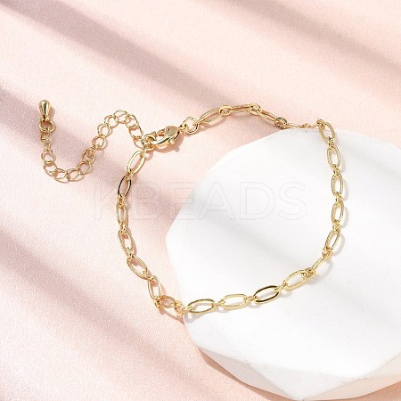 Brass Link Cable Chain Bracelet for Women BJEW-A065-02G-1