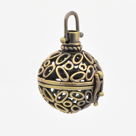 Brass Hollow Cage Pendants KK-P141-08-1