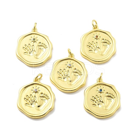 Rack Plating Brass Micro Pave Cubic Zirconia Pendants KK-D359-34G-1