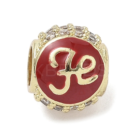 Real 18K Gold Plated Brass Micro Pave Cubic Zirconia Barrel European Beads KK-K368-19G-03-1