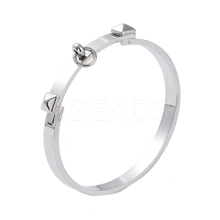 Ring with Square 304 Stainless Steel Bangles BJEW-G700-04P-1