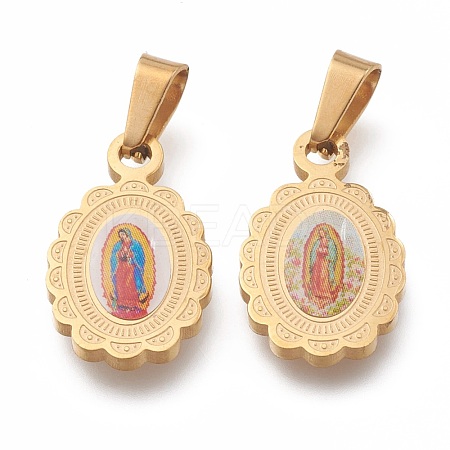 304 Stainless Steel Lady of Guadalupe Pendants STAS-O138-13G-1