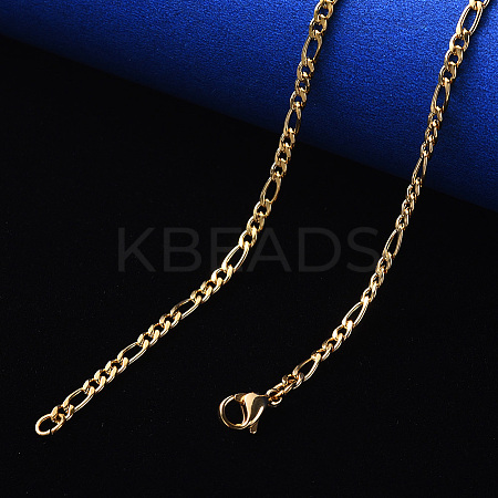 PVD Vacuum Plating 304 Stainless Steel Figaro Chain Necklaces NJEW-S420-003C-G-1