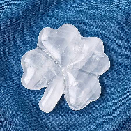 Natural Quartz Crystal Carved Clover Figurines Statues for Home Office Tabletop Feng Shui Ornament DJEW-G044-01E-1