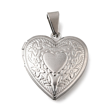 316 Stainless Steel Locket Pendants STAS-C123-02A-P-1