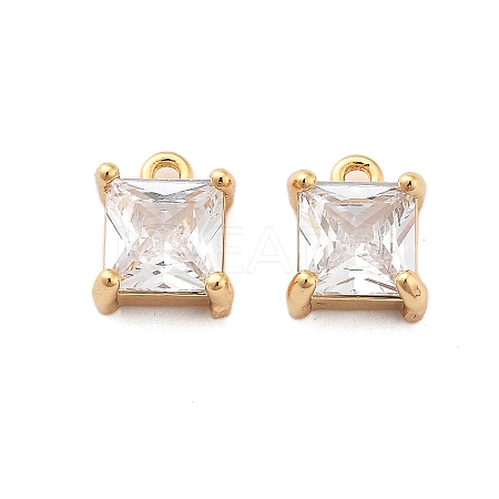 Brass Micro Pave Clear Cubic Zirconia Charms KK-G516-30G-1
