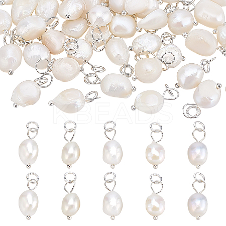 50Pcs Grade B Natural Cultured Freshwater Pearl Rice Charms PEAR-ME0001-04S-1