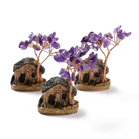 Resin & Natural Amethyst Model Ornament DJEW-Z001-01F-1