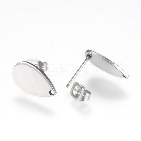 304 Stainless Steel Stud Earring Findings MAK-R012-09-1