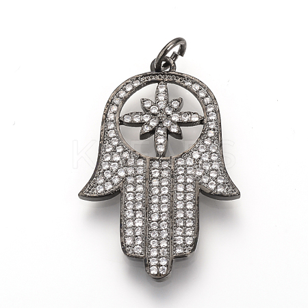 Brass Micro Pave Cubic Zirconia Pendants ZIRC-Q013-27B-1
